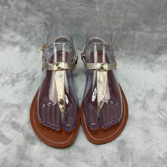 Lauren Ralph Lauren Womens Metallic T-Strap Sandals 7B Synthetic Upper - Picture 2 of 8